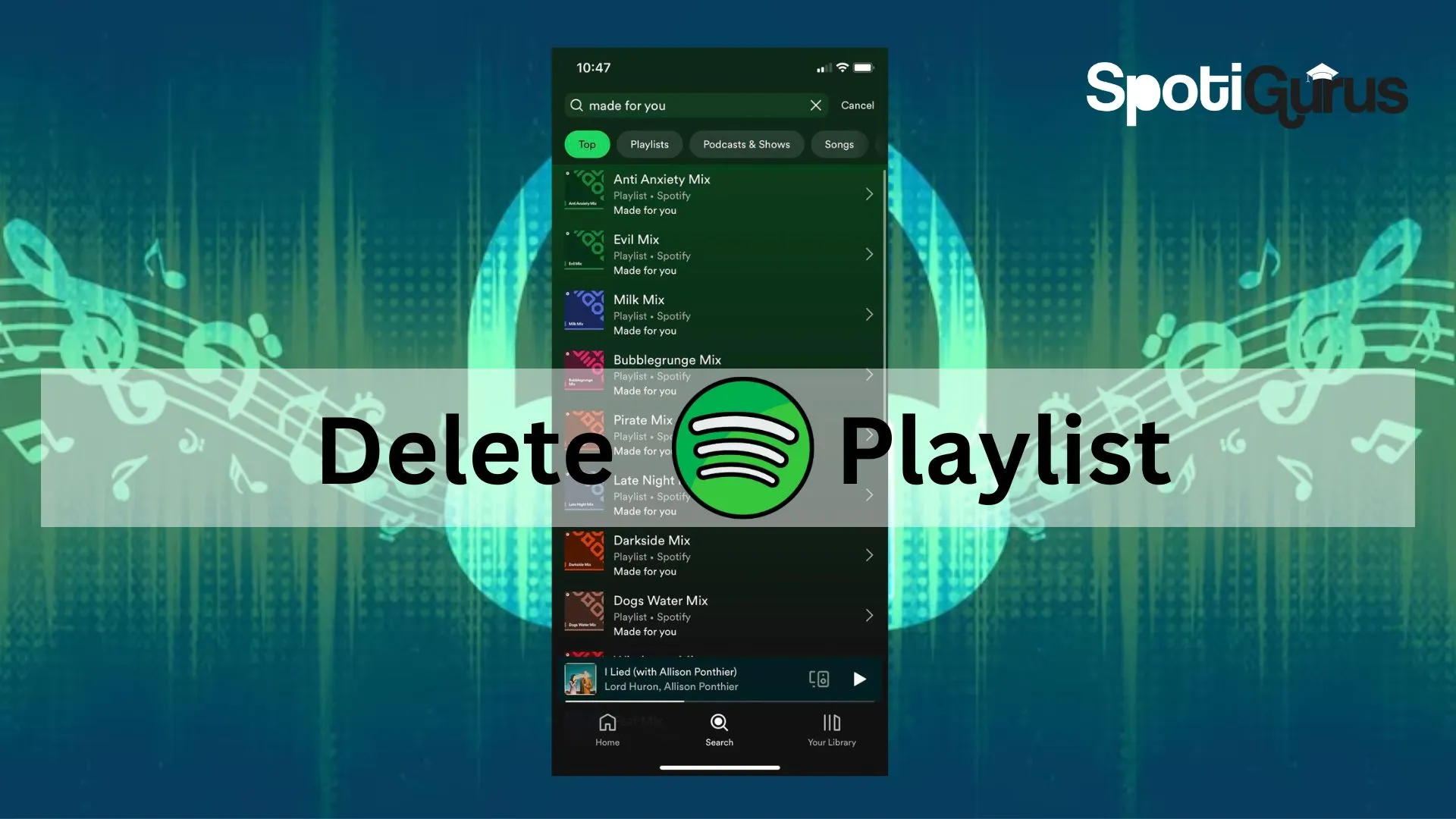delete playlist on spotify