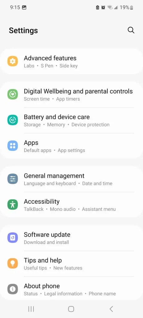 Android settings > apps